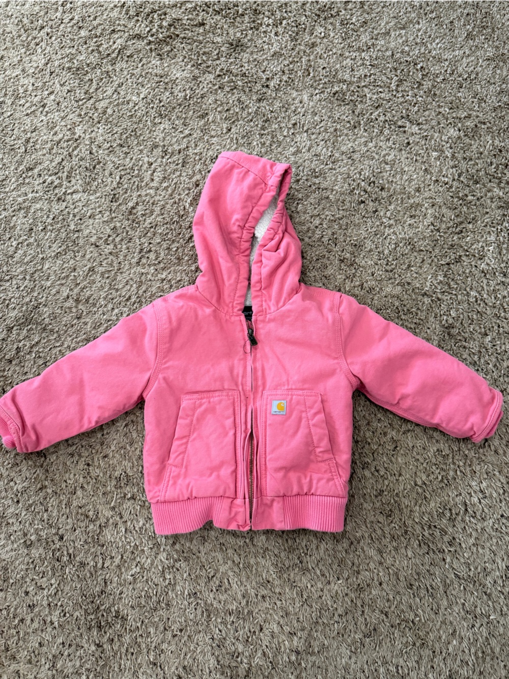 Carhartt Pink Kids Hooded Bottoms - Bright Pink Zip Front